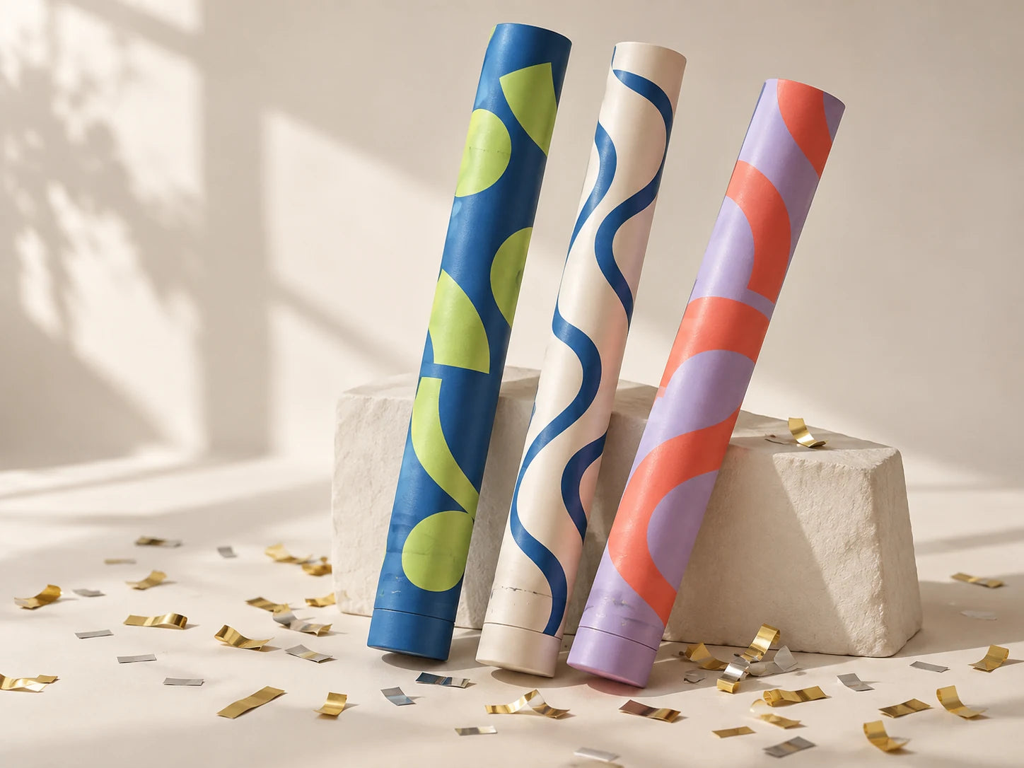 Colorful custom cannon concept designs in a studio setting